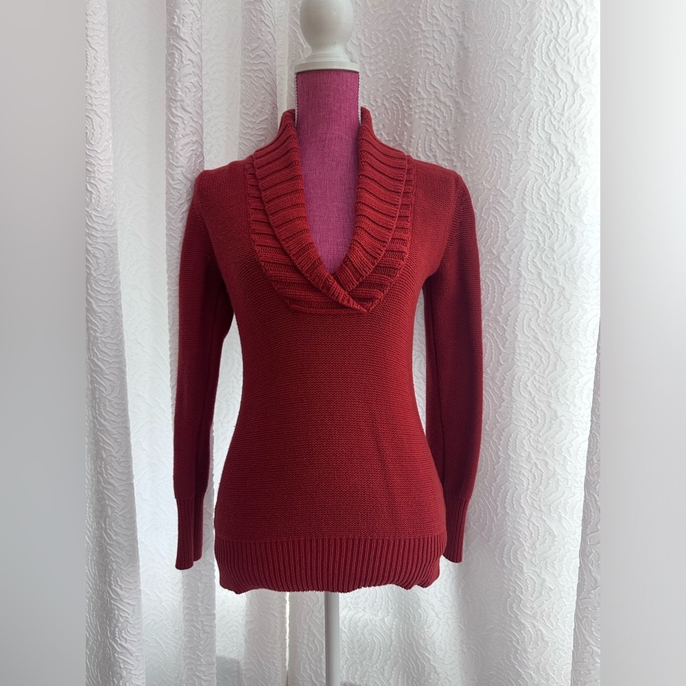 Women’s Old Navy Orange Red Knitted V- Neck Sweater, size M, 90’s